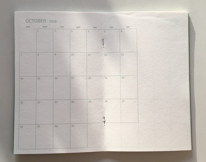 An example month from the Breather Planner